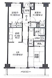 グロリオール里見弐番館 3LDKの間取図画像