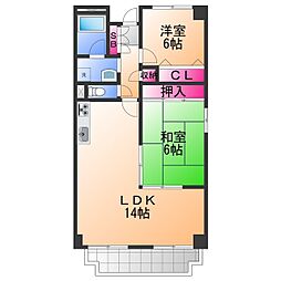 グリーングラス久米田 3LDKの間取図画像