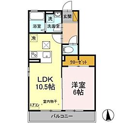 ソレイユ 1階1LDKの間取り