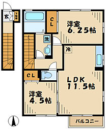 フィオーレ　II 2階2LDKの間取り