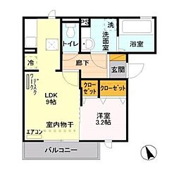 アプリコットB 1LDKの間取図画像