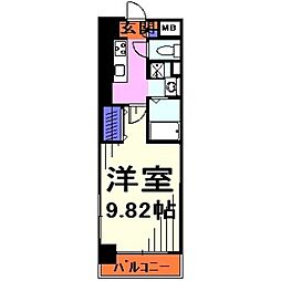 プライムスクエア 2階1Kの間取り
