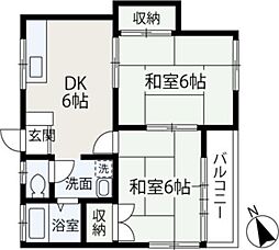 コーポ小峰 2DKの間取図画像