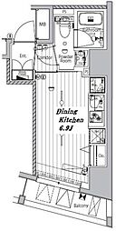 メイクスデザイン品川戸越 7階ワンルームの間取り