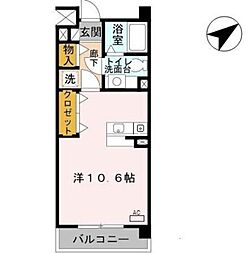 エスタシオン高石 2階ワンルームの間取り