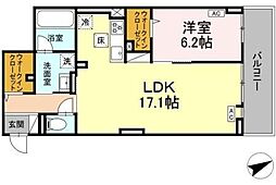 D-residence稲城 1階1LDKの間取り