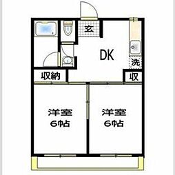 イケダ第一コーポ 2DKの間取図画像
