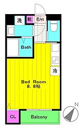 アヴェニール ワンルームの間取図画像