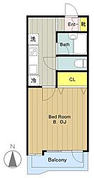パールコート五月台 3階1Kの間取り