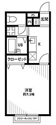 プレジールK 1階1Kの間取り