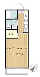 K'sマンション 1Kの間取図画像