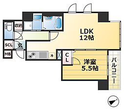 S-RESIDENCE神戸元町 8階1LDKの間取り
