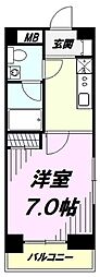 グランドコンシェルジュ立川 7階1Kの間取り