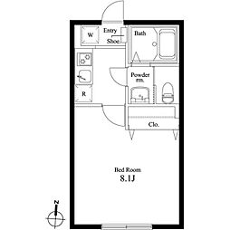 フォレストツインハウスＳ棟 2階1Kの間取り