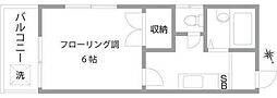 コーポニューリバー7 1Kの間取図画像