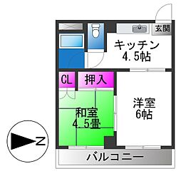 グランドハイツ大今里 2DKの間取図画像
