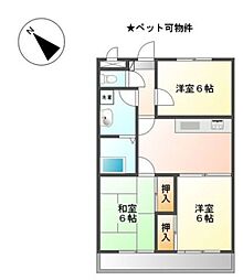 エクレール 2階3DKの間取り