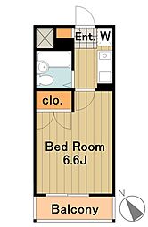エルマーノ堀之内 1Kの間取図画像