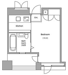 Garden Ill Yotsuya 11階ワンルームの間取り