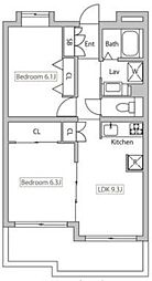 PLENDY-HILLS高幡不動 3階2LDKの間取り