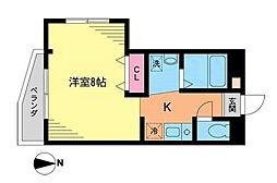 コスモ新百合丘2 1Kの間取図画像