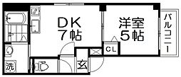 Parks枚方 1階1DKの間取り