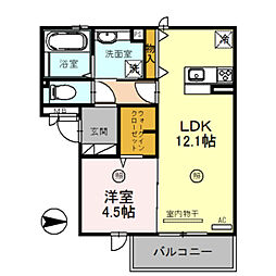 D-roomy 1LDKの間取図画像