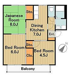 ライフコア萩A 3DKの間取図画像