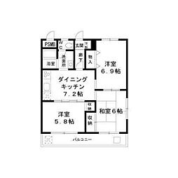 エントピアハウス 3階3DKの間取り