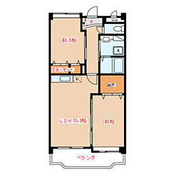 リベルタ新宮 4階2LDKの間取り