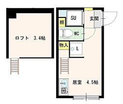 ウェルストン神楽坂 1階ワンルームの間取り