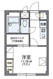 レオパレス東大井 1階1Kの間取り