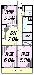 マルナカビレッジ弐番館 3DKの間取図画像