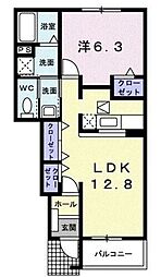 プラシードメゾン 1LDKの間取図画像