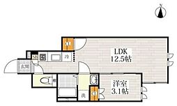 CB日暮里ボヌール 1階1LDKの間取り