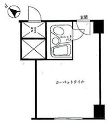 赤坂レジデンシャルホテル 3階ワンルームの間取り