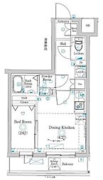 ラフィスタ品川戸越 2階1DKの間取り