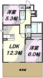 ファヴォーレ　I 1階2LDKの間取り