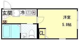 Nest Hirai 3階1Kの間取り