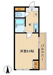 リヴィエール 1Kの間取図画像