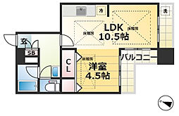 甲南第二兵庫コーポラス 7階1LDKの間取り
