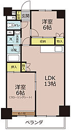 千葉グランドハイツ 2LDKの間取図画像