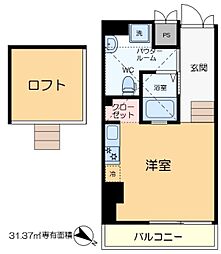 レイオーバー金町 4階ワンルームの間取り