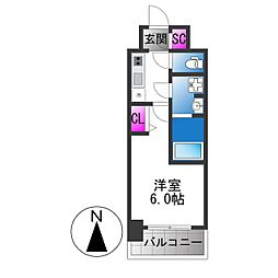 エスリード大阪イーストエッジ 1Kの間取図画像