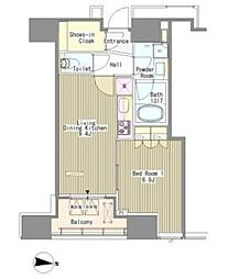 ホワイトタワー浜松町 22階1LDKの間取り