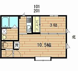 パウゼ西恋ヶ窪 1階1LDKの間取り
