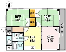 大幸マンション 3DKの間取図画像
