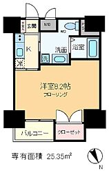 ベルシード王子 5階1Kの間取り