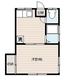 スミレハイツB 1Kの間取図画像