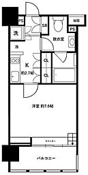 イクサージュ目黒 4階1Kの間取り